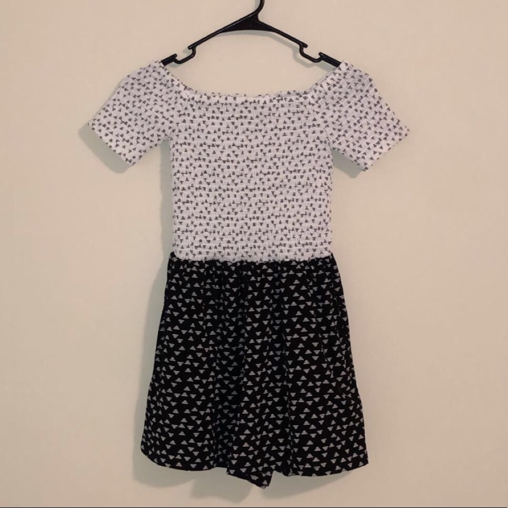 Black and white off the shoulder romper